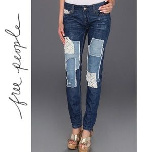 Free people eyelet patch jeans